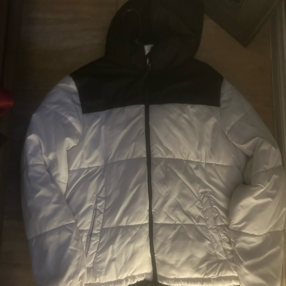 Men's Black and White Hooded Jacket
